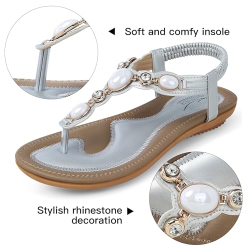 Image of SHIBEVER Flat Sandals for Women Dressy: Summer Comfortable Dress Thong Flats Sandal