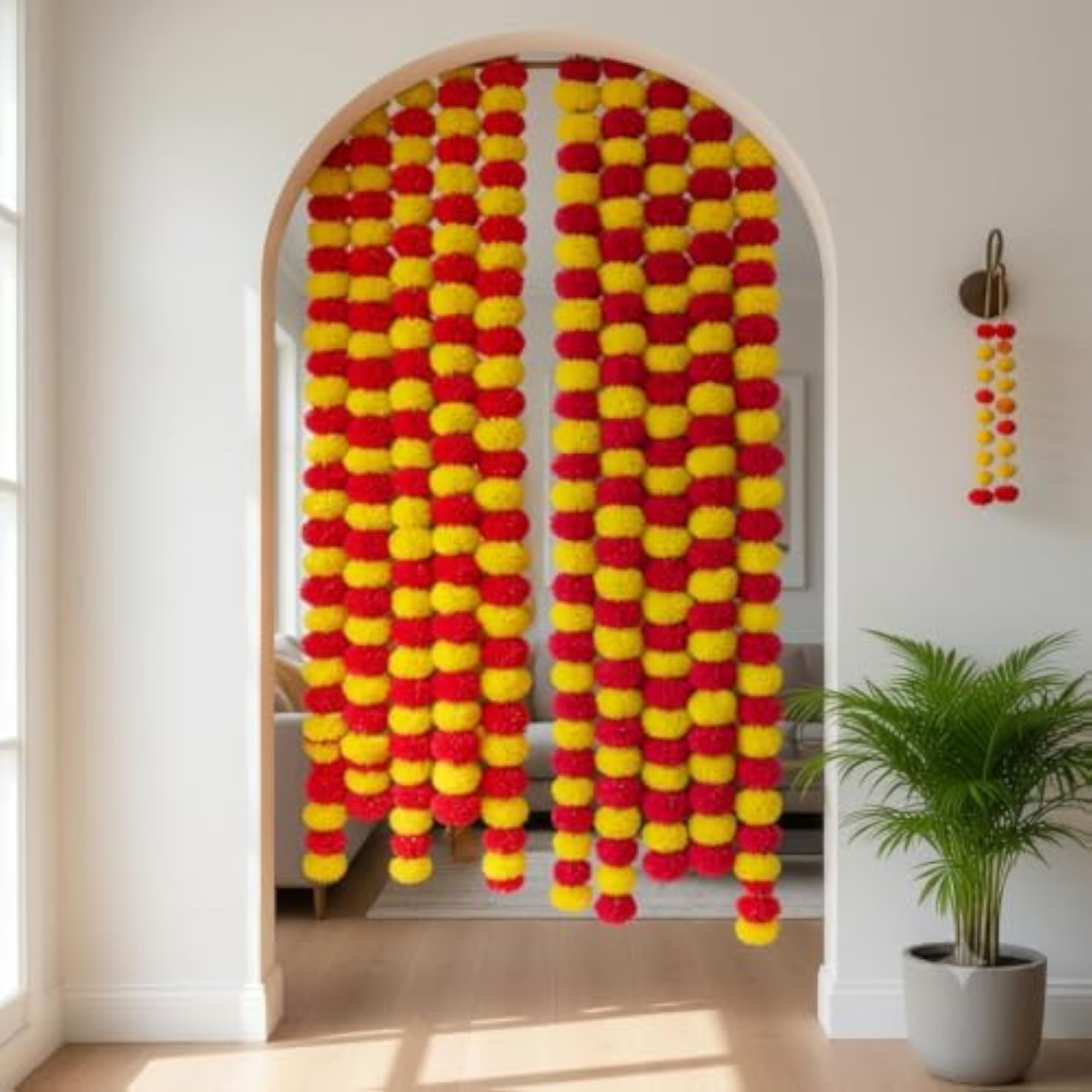 Artificial Marigold Flower Garlands, 5 Ft Length