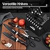 Knife Set, Amorston 21 Pieces Kitchen Knife Set with Block and Sharpener, Ultra-Sharp Knives Set with Ergonomic Handles, Black German Stainless Steel Knife Block Set, Dishwasher Safe