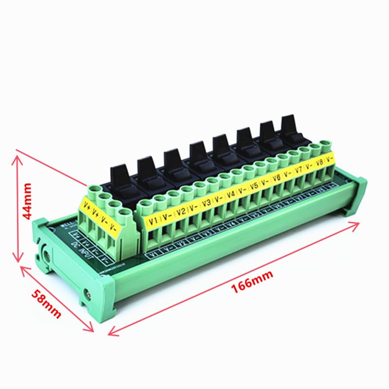 DIN Rail Mount 8 Channel Paddle Switch DC Power Distribution Strip Module