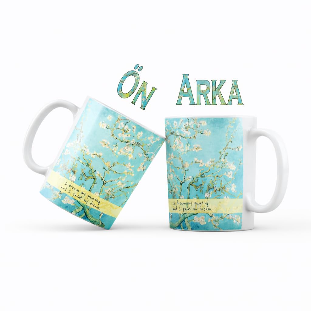 giftmoda Van Gogh Badem Çiçeği Tasarımlı Kupa Bardak