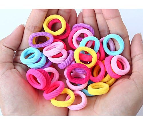 SINGARO Baby Hair Ties for Girls and Kids Soft Premium Cotton Mini Hair Elastic Rubber Bands Stretchable No Damage Non-Slip Small Ponytail Holder Tiny Hairband (100 pcs) 4