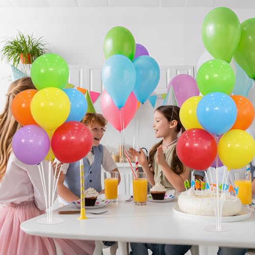 Image of 6 Balloon Stand Kit for Table Centerpieces with Balloon and Base Rainbow Balloons Holder Birthday Retirement Graduation Wedding Gender Reveal Party Baby Shower Decorations