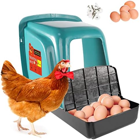 Chicken Nesting Box - Chicken Nesting Boxes for Laying Eggs - Chicken Laying Boxes with Perch - Roll Out Nesting Boxes for Chickens - Roll Away Nesting Boxes Chicken Pack of 5 (Blue)