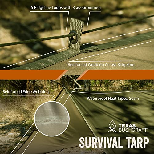 Texas Bushcraft Lonas de acampamento de emergência, à prova d'água, abrigo de emergência 25,4 x 25,