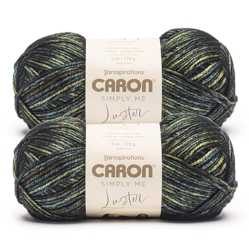 Image of Caron Simply Me Luster Yarn for Crocheting Soft, Malachite, 2-Pack | #4 Worsted Yarn, 65% Nylon & 35% Acrylic, Lustrous Blend Yarn for Crocheting, Knitting & Garments, 360yds, 170g /6oz per skein