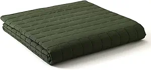 YnM Exclusive 40 lbs Weighted Blanket, Extra Heavy Cotton Bed Blanket for Two Persons, Ideal for Queen or King Bed (88x104 Inches, 40 Pounds, Army Green)