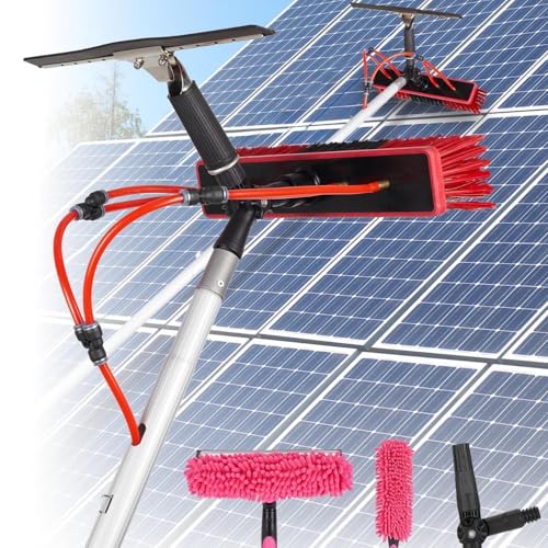 YshiMing 29.5FT Water Fed Pole Kit Adjustable Solar Panel Cleaning Kit Cleaner Tool for Window Glass Roof Outdoor Glass Brush Window Washing Equipment,9M