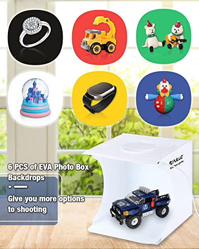 Mini Photo Studio Box, Puluz 20Cm Portable Photography Shooting Light Tent Kit, White Folding Lighting Softbox With 20 Led Lights + 6 Backdrops For Product Display #TOP3