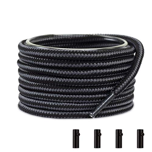 Shoemate Round Boot Shoelaces for Work Boots, Hiking Shoes and Walking Boots, Shoe Strings, Dark Gray/Black, 48'(122cm) 16-ShenhuiHei JAR-122-16