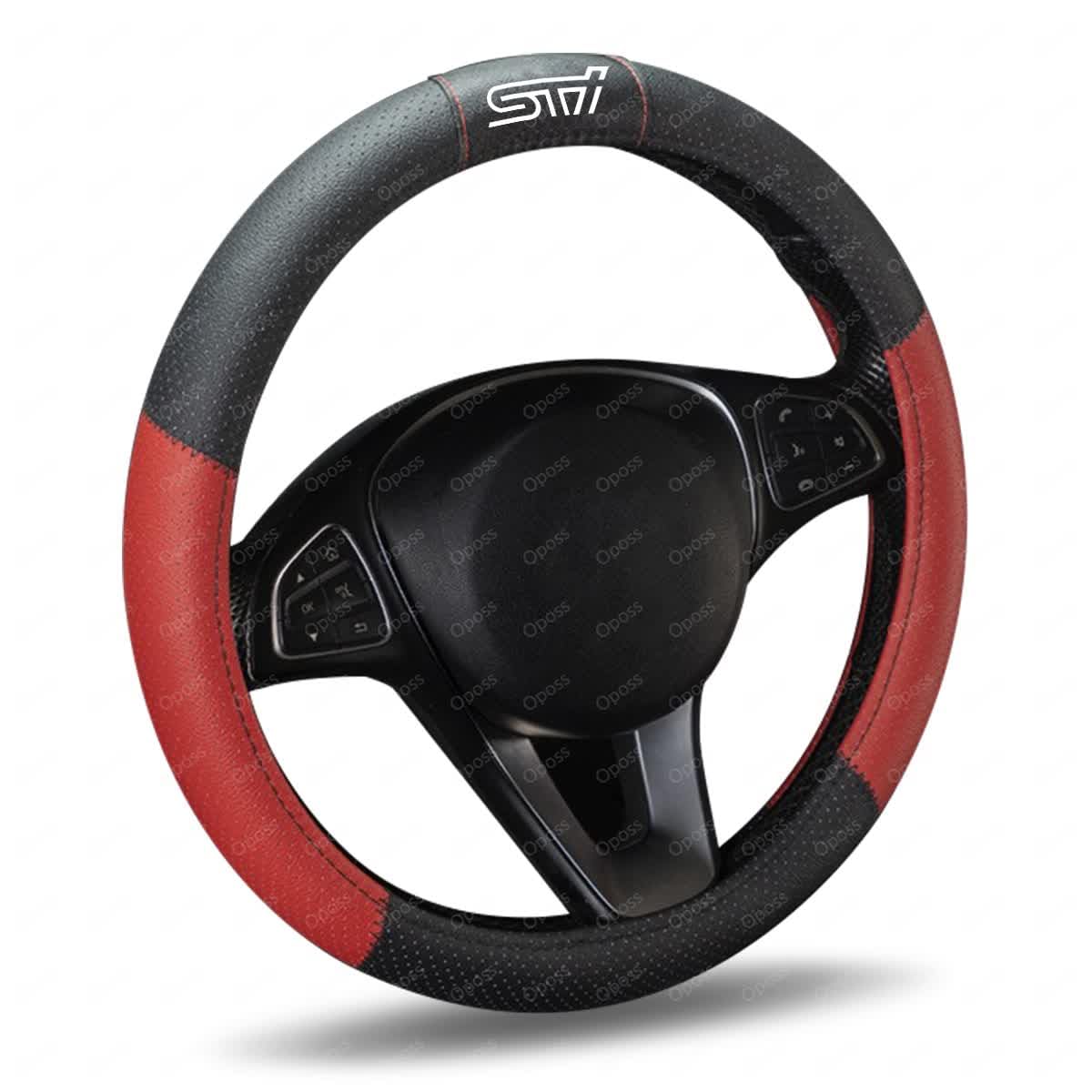 Amazon | STI バイカラー レザー ハンドルカバー ステアリングカバー