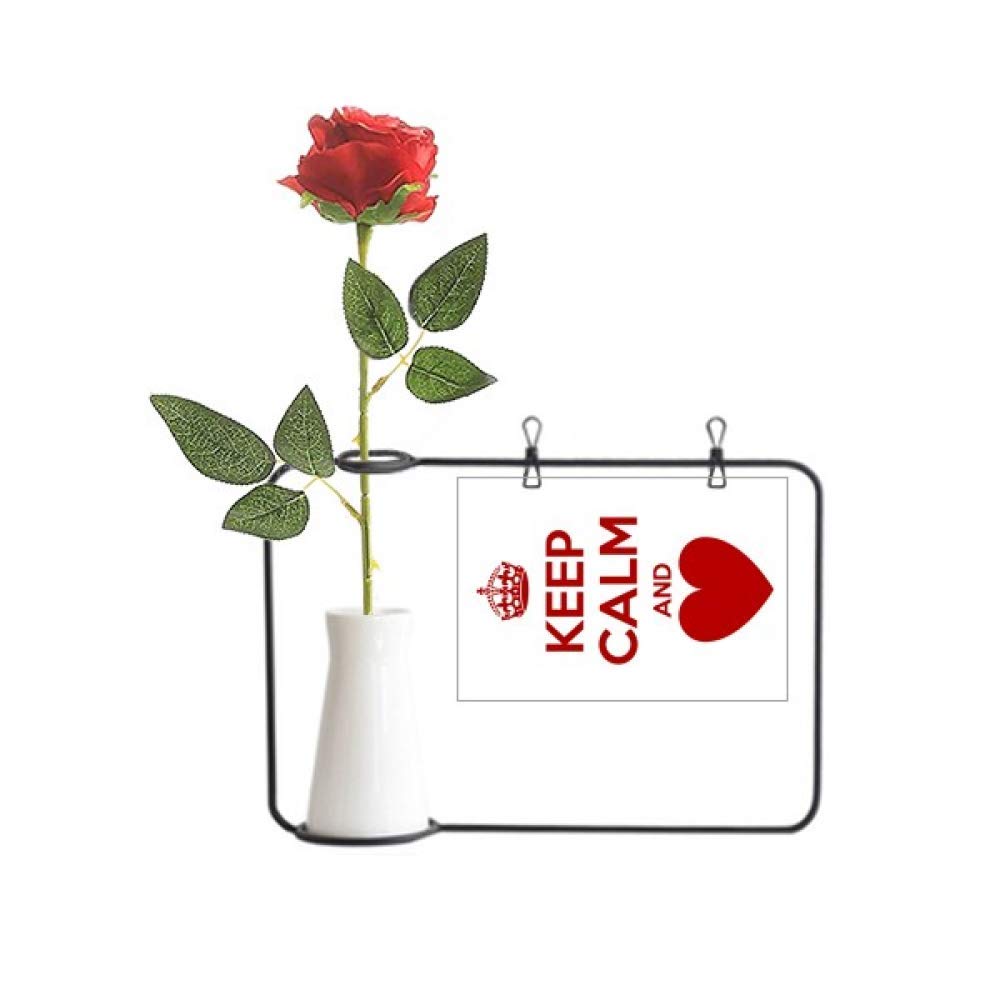 Rose artificielle à suspendre avec vase de décoration rouge Keep Calm and Love