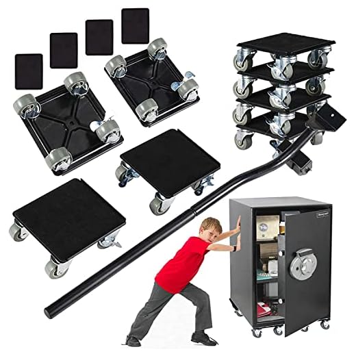 Furniture Sliders Dolly Movers, Furniture Moving Tools, Heavy Duty Furniture Lifter Kit, Safe Transport Tool Include 4 Universal Wheel Sliders and Crowbar, for Various Furniture