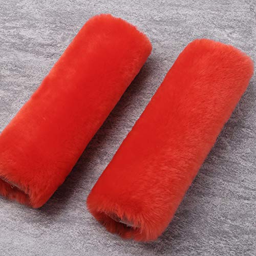 Image of OGLAND 2 Pack Sheepskin Car Seat Belt Cover Pads | Wool Seatbelt Cushions