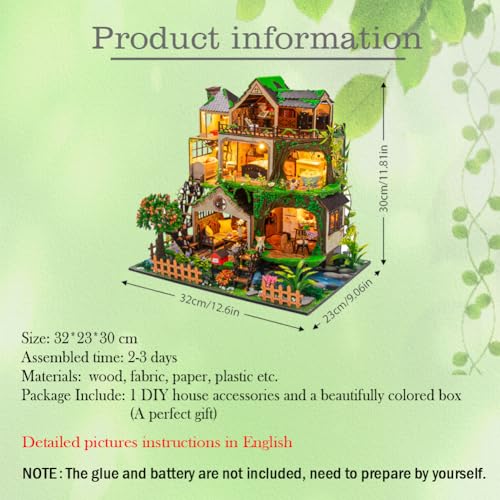 Mini maison de poupée en bois 1:24 avec éclairage LED intégrable - 4