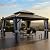 PAMAPIC 12'x14' Hardtop Gazebo Aluminum, Double Roof Canopy with Netting and Curtains,2-Tier Hardtop Gazebo with Galvanized Iron Aluminum Frame, GardenTent for Backyard, Parties, Garden, Brown