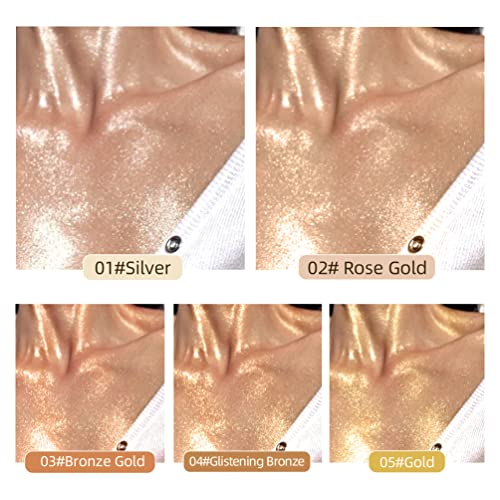 40Ml Body Shimmer Oil,Liquid Body Illuminator, Waterproof Moisturizing And Glow For Face & Body, All-In-One Makeup Liquid Illuminator, Summer Body Luminizer,Makeup Brush Include (03#Bronze Gold) #TOP2