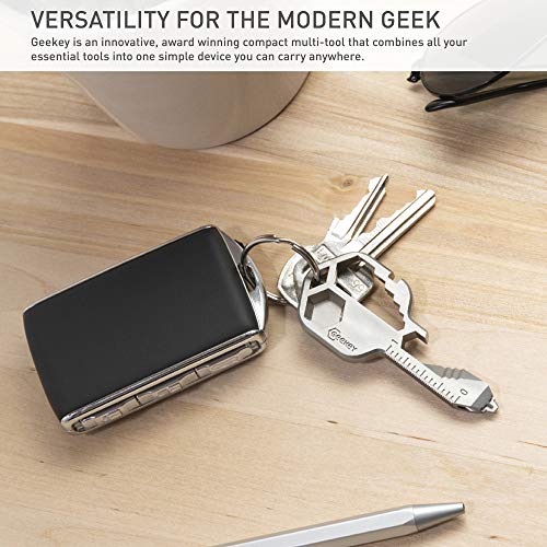 Geekey Multi-Tool | Original Stainless Steel Key Shaped Pocket Tool For Keychain | Bottle Opener, Screwdriver, Ruler, Wrench, Bit Driver, File, Bike Spoke Key | Tsa Friendly | Valentine's Day Gift #TOP4
