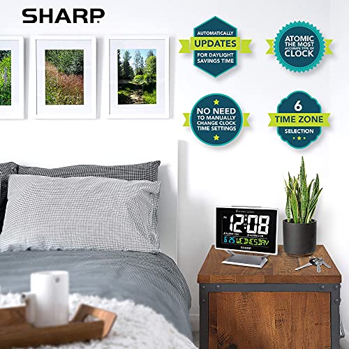 Sharp Desktop Dual Alarm Clock With Color Display - Atomic Accuracy thumb #6