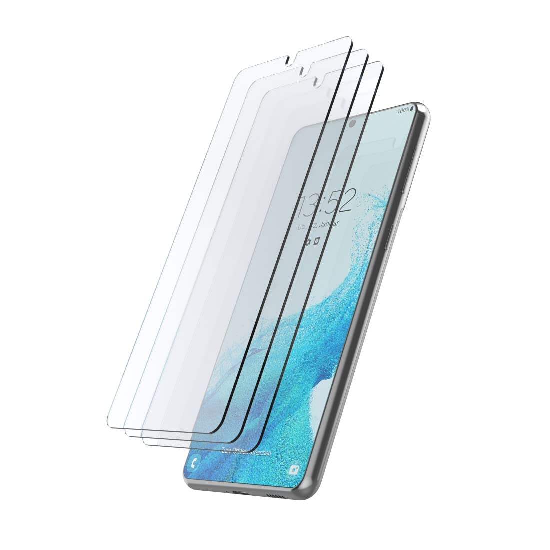 Hama Szkło ochronne do Samsung Galaxy S23, 3 szt. (Galaxy S23 szkło pancerne o twardości 9H, odporne na zarysowania, uderzenia, hartowane szkło bezpieczne klasa ochrony 7, szkło wyświetlacza + pomoc