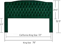 Vista 27 de 24KF Cabecera tapizada con terciopelo con diseño de botones capitoné, tamaño King/California King, cómoda, a la moda, acolchada, color gris