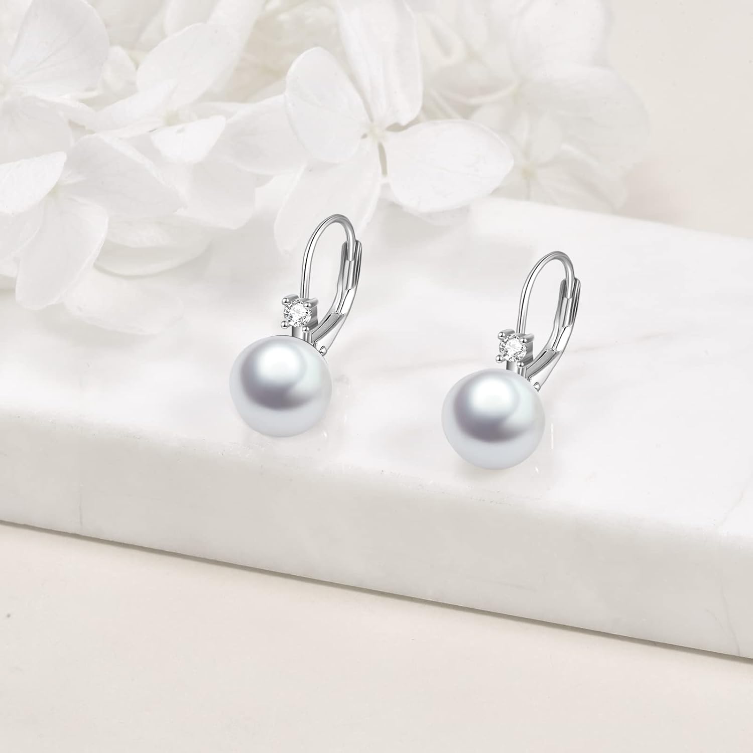 Pearl Earrings for Women 925 Sterling Silver Irish Celtic Knot Drop Dangle Earrings Leverback Jewelry Gifts (silver) - Image 3