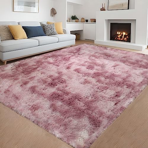 5x8 Feet Navy Soft Area Rugs for Bedroom Living Room Shag Area Rug Modern Indoor Plush Fluffy Carpets, Soft and Comfy Carpet, Girls Kids Nursery (5X8 Feet, Navy/White)