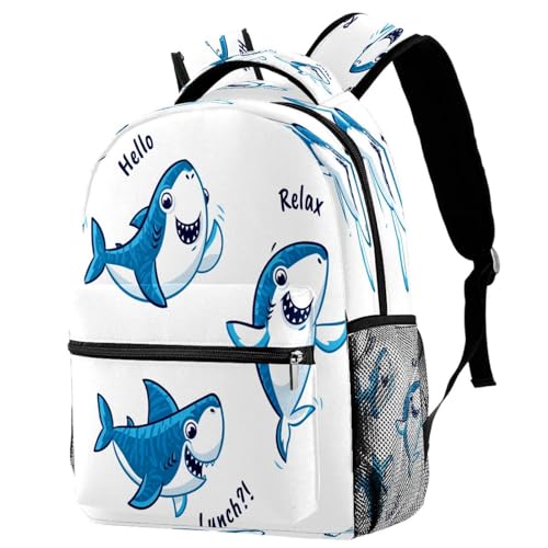 Sac à dos d'école ergonomique 40cm à motif requins multicolores