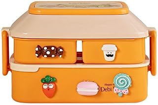 Lisher - Tarro de almuerzo portátil para niñas de colegio infantil, pícnic Bento Box para microondas, bota, con compartimentos para contenedores de almacenamiento, color amarillo