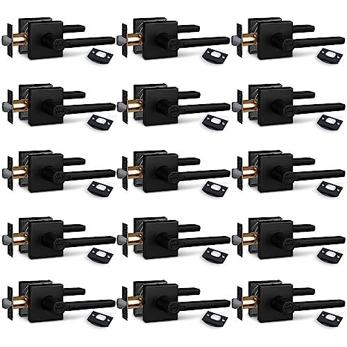 Image of NEWBANG (15Pack Bed /Bath Room Door Lever for Privacy Bathroom and Interior Door Door Lock Handle in Aged Matt Black