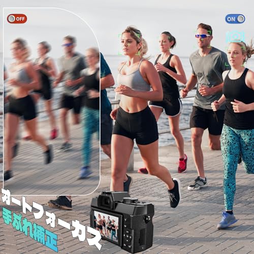 NBD 5K 6400万画素 デジタルカメラ 16倍ズーム 一眼レフカメラ 180°フリップスクリーン | オートフォーカス Wi-Fiとアプリ制御 32GB TFカード＆2個のバッテリー付属 (ブラック)