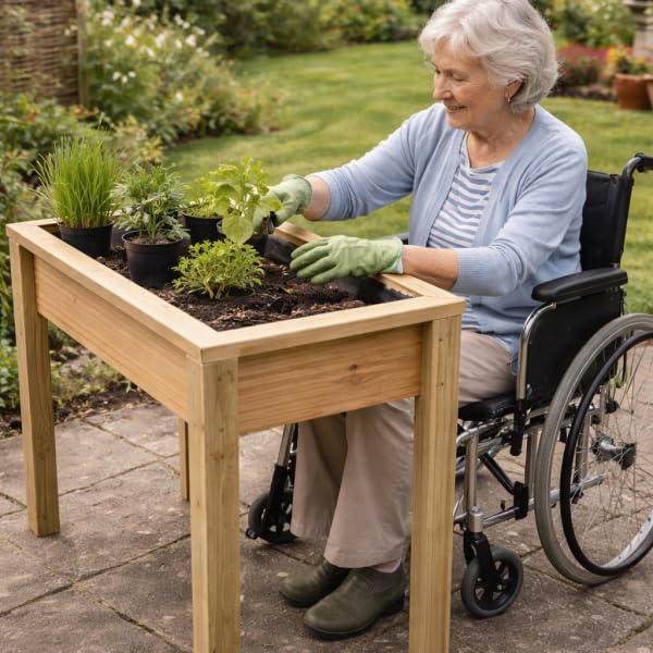 Devonshire Wood High standing Garden planter suitable for wheelchair access