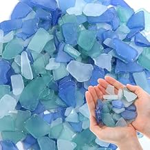 Abeillo 45oz Sea Glass for Crafts, Frosted Seaglass Pieces Vase Filler and Aquarium Decor, Smooth Edge Seaglass for DIY Art and Home Decor Blue, Green, White