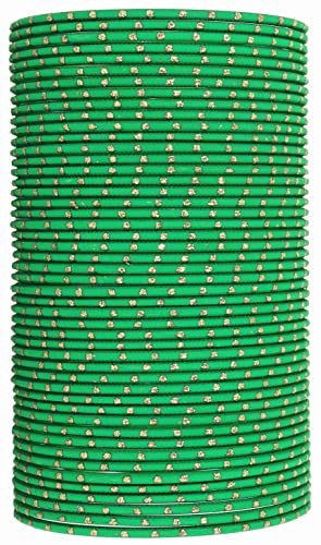 Image of NMII Glossy Metal Bangle Set for Women & Girls on Wedding (Green-2.6)