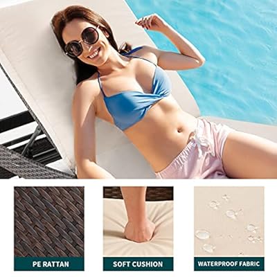EROMMY Patio Chaise Adjustable Outdoor Chaise Lounge Chair, Rattan Wicker Patio Lounge Chair with Cushion for Beach… 511p52luD4S. SS400