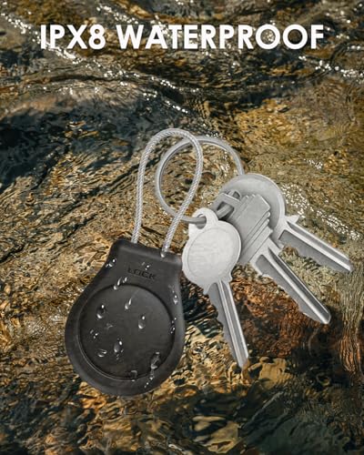 Airtag Schlüsselanhänger | Wasserdichter Anhänger für Apple Air Tag - Robuste Hülle mit Stahlseil für Kofferanhänger (Schwarz, 1er Pack)