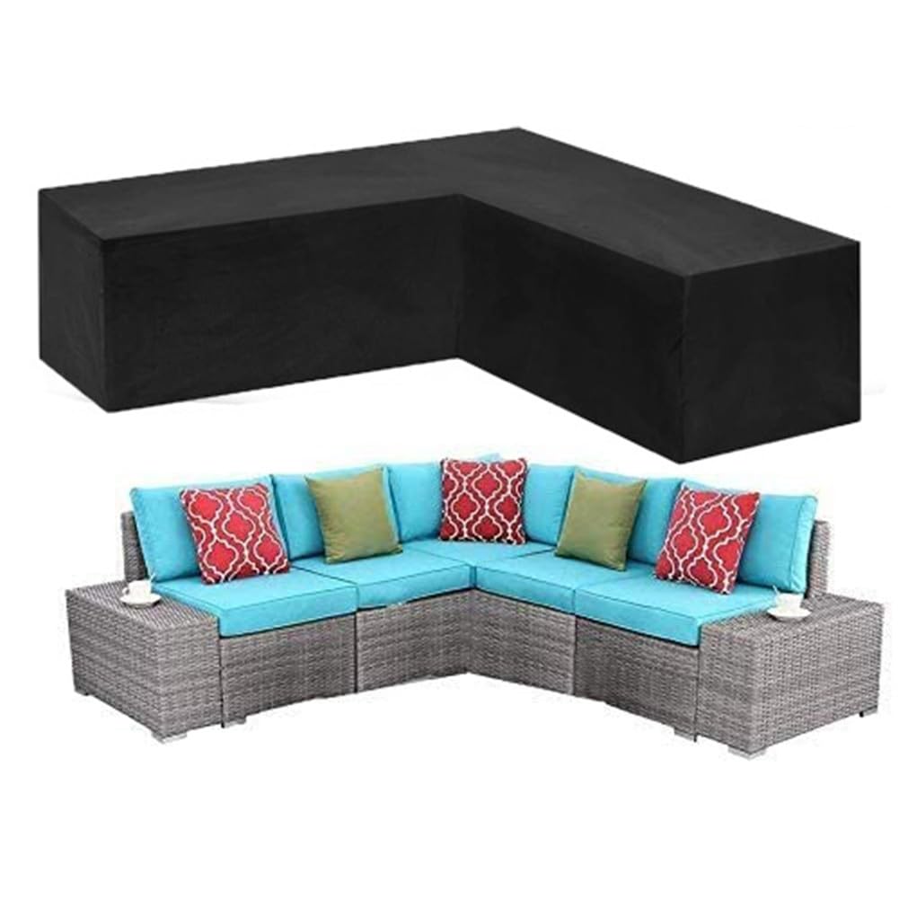 Funda Oxford 210D impermeable para muebles de jardín para sofá esquinero en forma de V con protección UV y revestimiento plateado