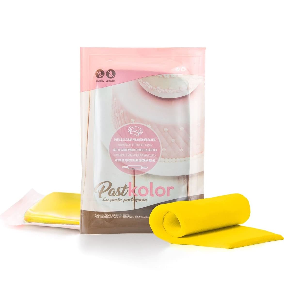 Past Kolor Fondant Pasta de Azúcar 250 G Amarillo para Cubrir Tartas