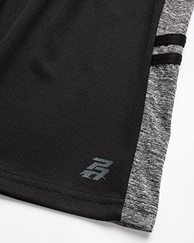 Pro Athlete Boys' Active Shorts Set - 4 Piece Dry Fit Performance T-Shirt And Basketball Shorts (4-16), Size 8, On Levels/Grey #TOP4