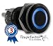 Produktbild .drivezero. ToughSwitch '19  Taster schwarz (bis 230V / 5A) mit LED-Leuchtring Blau 230V, staub- und wasserdicht (IP67)