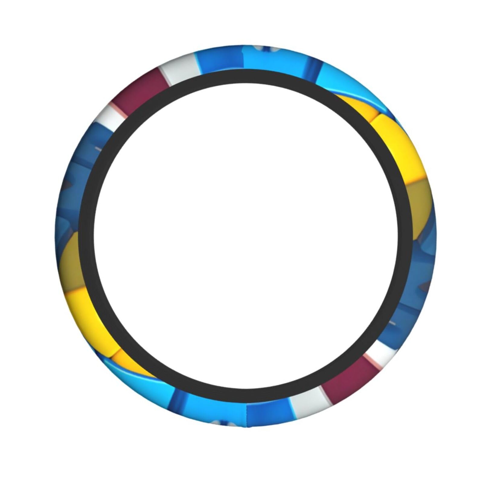 Colorful Building Blockscar Steering Wheel Cover, Portable and Easy to Install, Universal 15 Inches (About 38 Cm), Fits Most Cars.