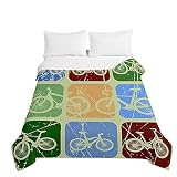 Surwin Colcha de Verano-Primavera Reversible con Impreso Bicicleta,Edredón Cubrecama Rellenos de Algodón,Moderno Colcha Acolchada Quilted para Camas Individuales y Dobles (Bicicleta7,200x230cm)