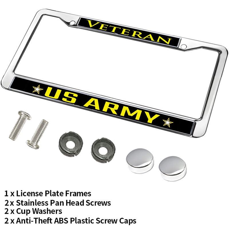Image of Veteran Military Rattle-Proof License Plate Frame Proud Military Force License Plate Frame for Birthday Gift