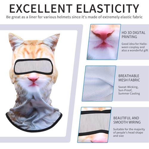 Image of 3D Cat Ski Balaclava Sheisty Face Mask with Ears Cute Animal Ski Mask Suitable for Music Festivals Raves Party Activities
