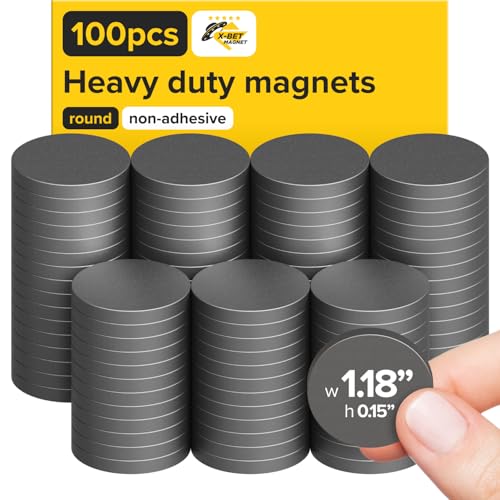 Image of Ultra-Strong Ceramic Round Magnets (1.2x0.15 inch /30x4mm, 100 pcs) - Heavy Duty Magnets, Non-Corrosive, High Thermal Resistance, Versatile For Home, Office, Workshop, Whiteboard, Fridge And Hobby Use