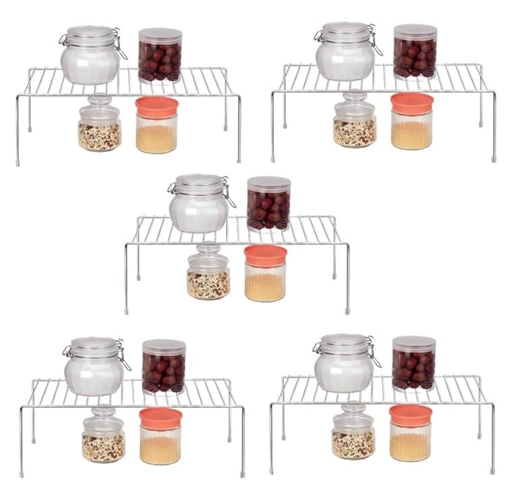 Zepdos Stainless Steel Kitchen Rack, Storage Shelves for Kitchen, Multipurpose Organizer Extend with Anti-Rust, Space Saving Rack, Utensil Rack Storage Rack, Kitchen Organizer Rack (Pack of 5)