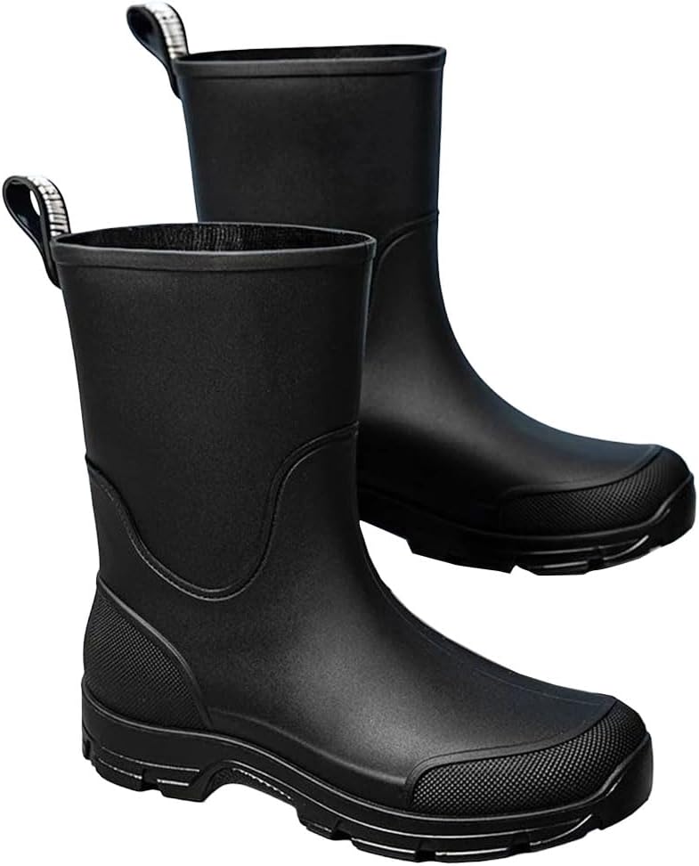 Women's Waterproof Mid Calf Rain Boots Fashion Slip Resistant Thick Sole For Outdoor Wear With Wide Calf Fit