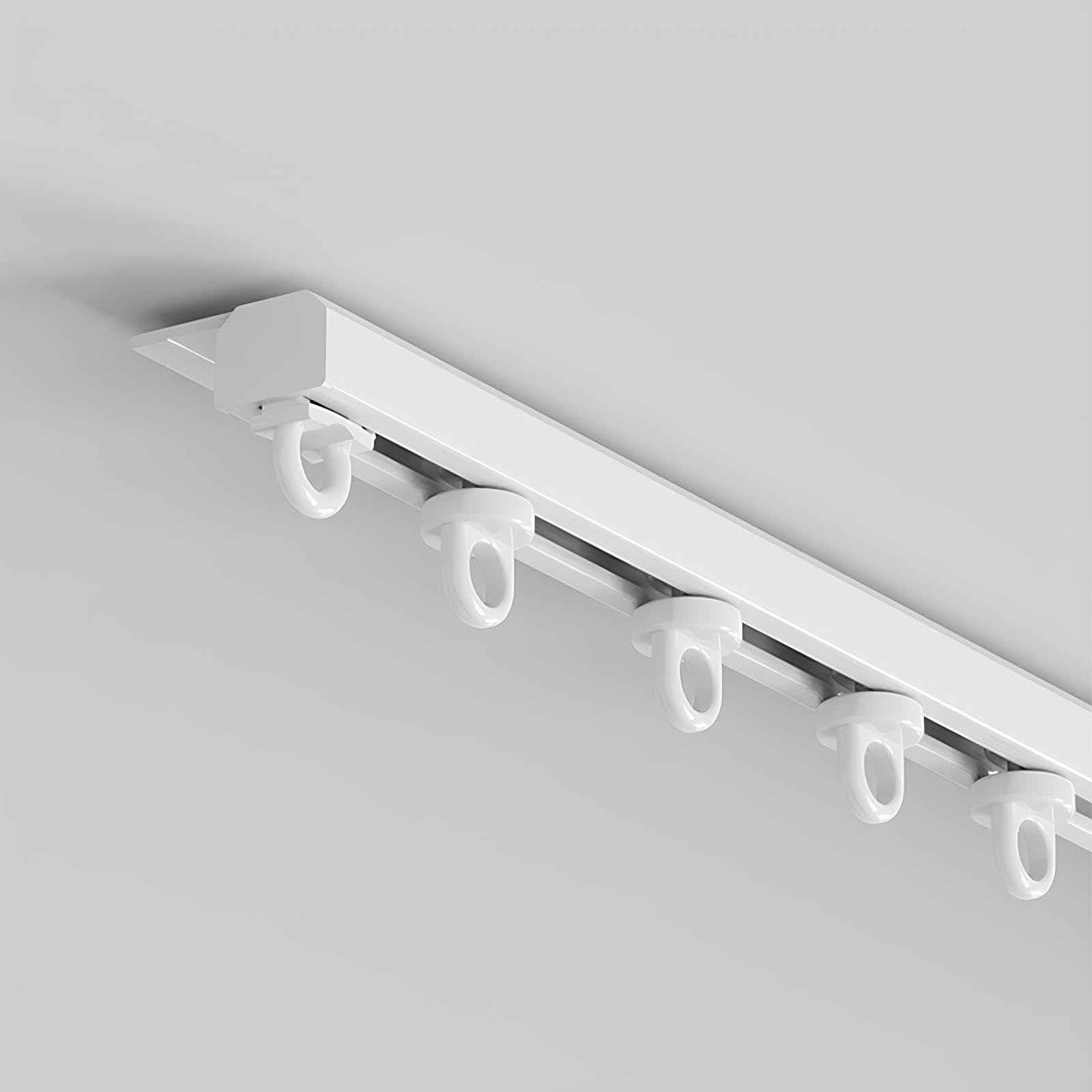 Binario da soffitto ultra sottile per tende da sole e finestre a bovindo, montaggio a parete, guida in alluminio regolabile 60-600 cm (bianco, 440 cm/4 x 110 cm)