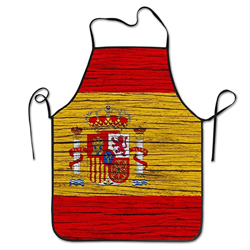 Navidad Delantal España Textura Madera Bandera Española Delantal Para Hombres Ajustables Kitchen Delantal Personalizado Delantal Bbq Para Manualidades, Jardinería, Regalos, 52X72Cm