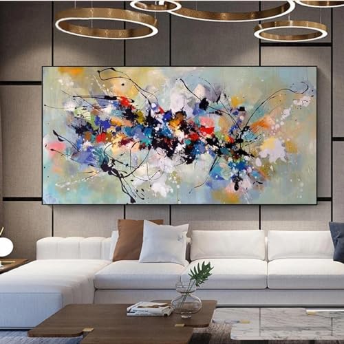 Impressions artistiques abstraites de salon avec cadre intérieur en bois premium